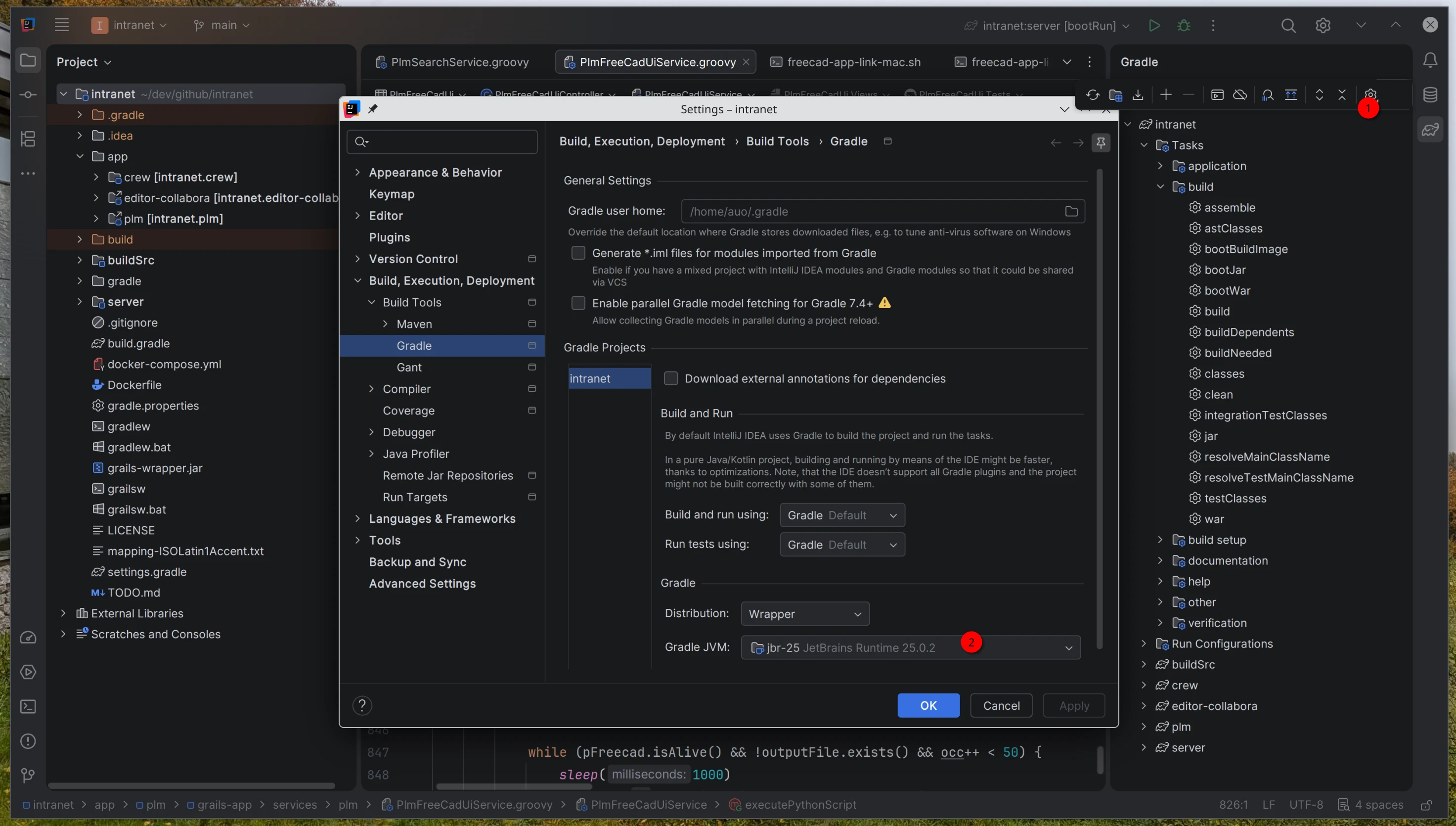 install java25 gradle select